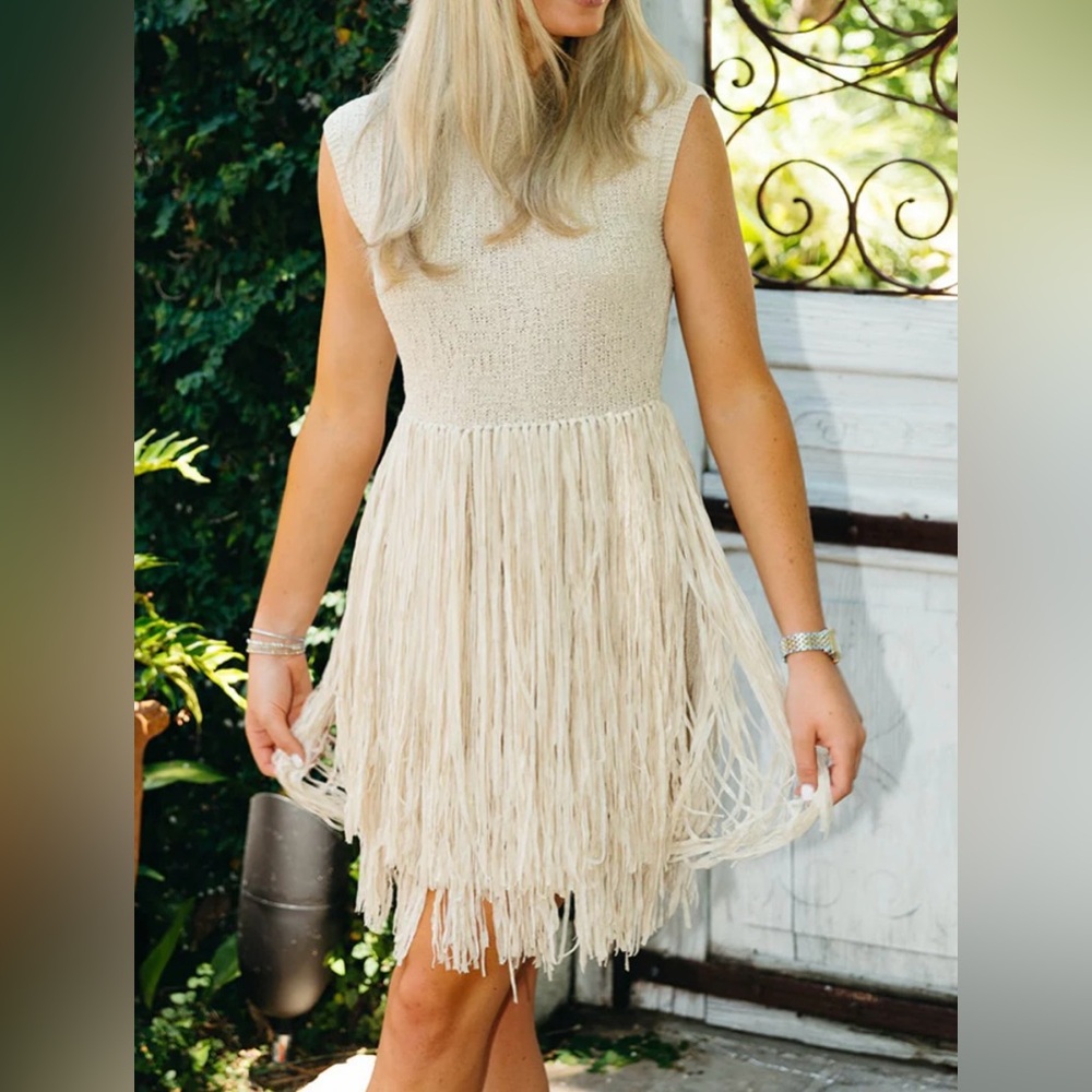 Tan Fringe Dress